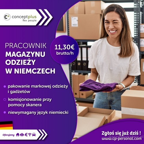 Pracownik magazynu odzieży (k/m) – Niemcy – praca od 01.04.