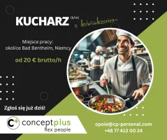 Kucharz (k/m) z językiem angielskim lub niemieckim Kucharz (k/m) z językiem angielskim lub niemieckim