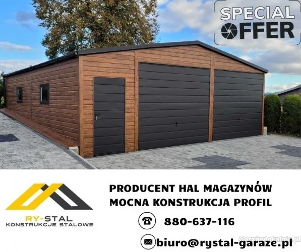 Garaż Blaszany Drewnopodobny 3x5 4x5 4x6 6x6 6x5