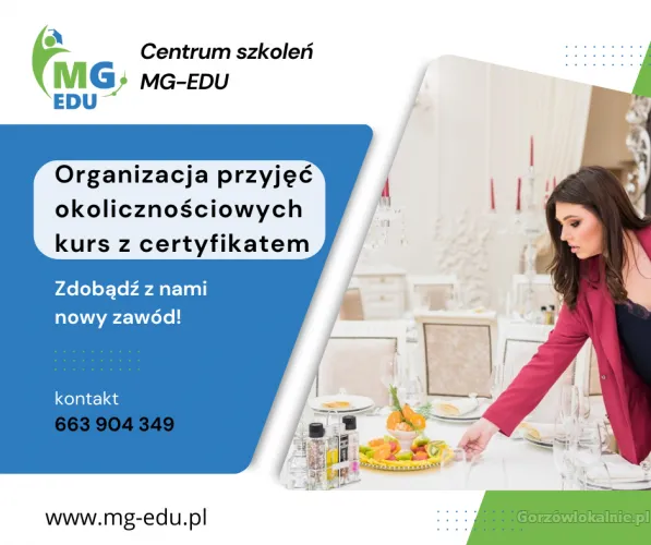 Organizacja przyjęć okolicznościowych kurs z certyfikatem