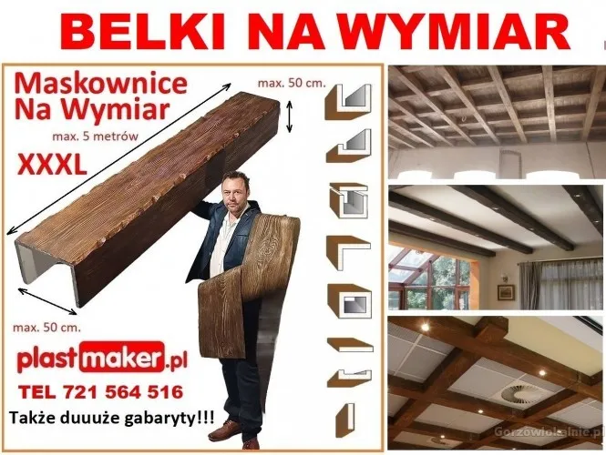 belki rustykalne sufitowe maskownice NA WYMIAR drewna fake wood