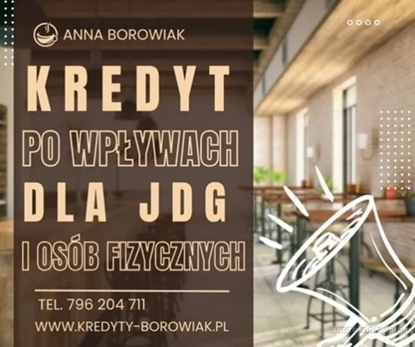 KREDYT DLA FIRM I OSÓB FIZYCZNYCH NA PODSTAWIE WPŁYWÓW NA KONTO do 100 tys.