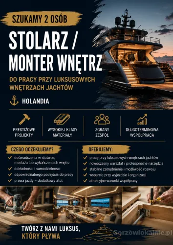 Buduj luksusowe statki w Holandii! Darmowe mieszkanie / 800e netto tydzień
